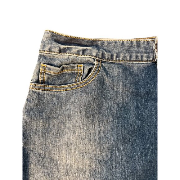 Maurices Denim Mini Skirt Button Front Blue Jean Short Pockets Size 7/8 - Picture 3 of 5